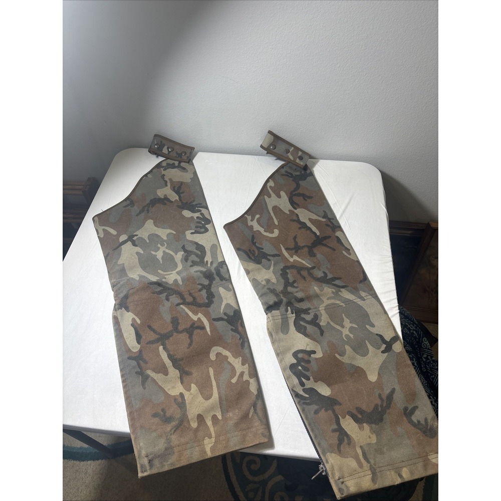 90's Rattlers Brand Snake-Proof Chaps Camo Cordura Nylon Hunting Gear Regular
